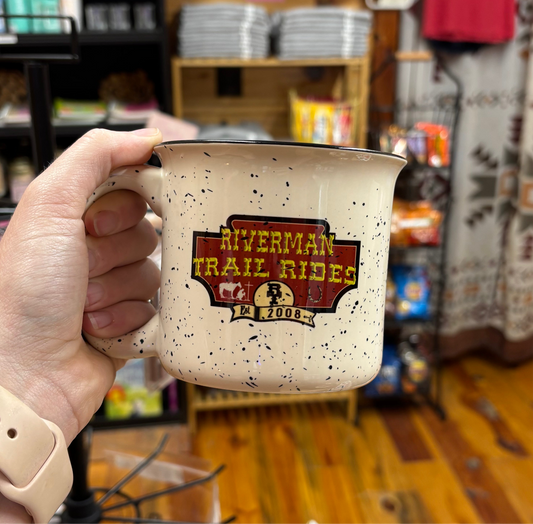 Riverman Trail Rides speckled 13oz ceramic mug